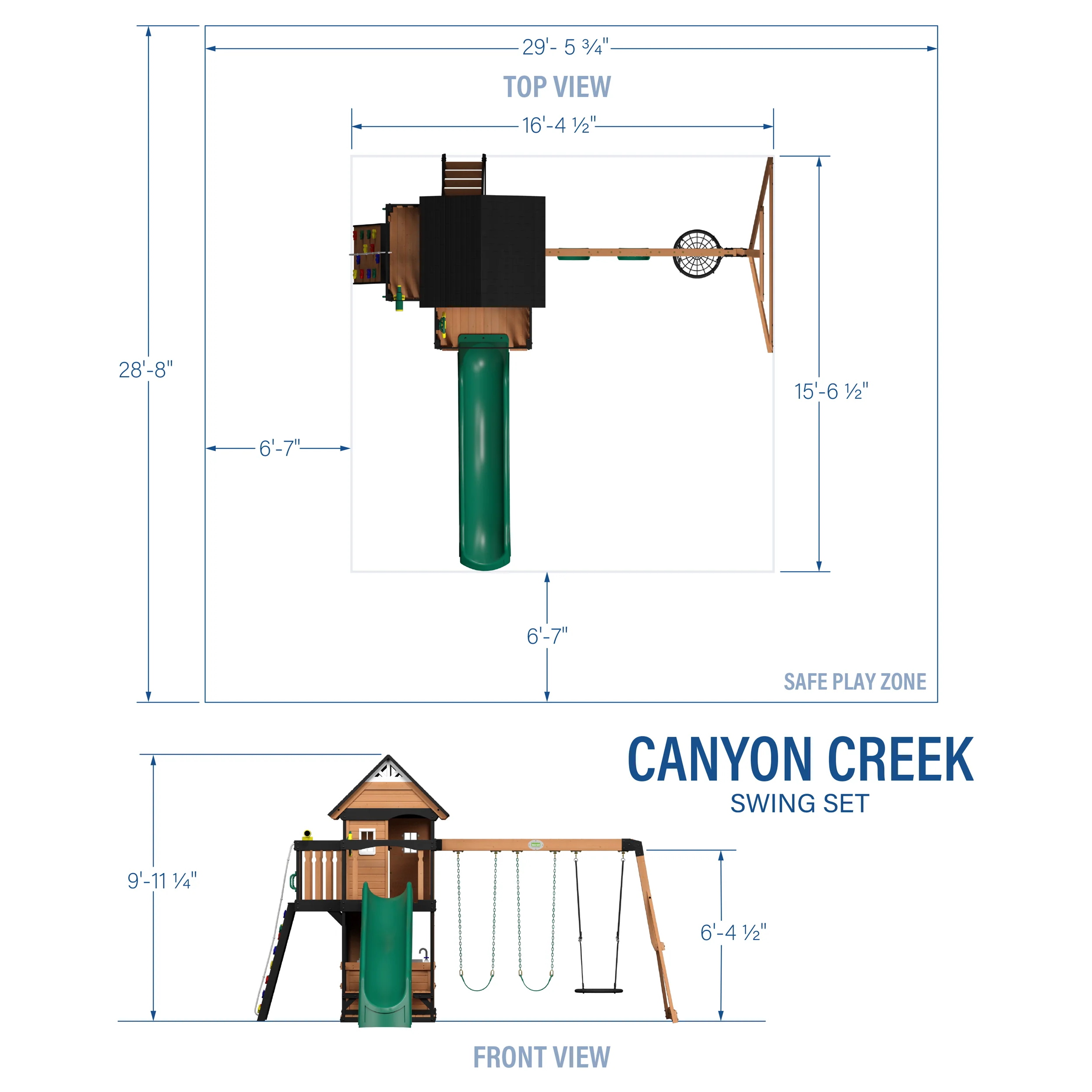 Canyon Creek Swing Set with Green Wave Slide - Image 13