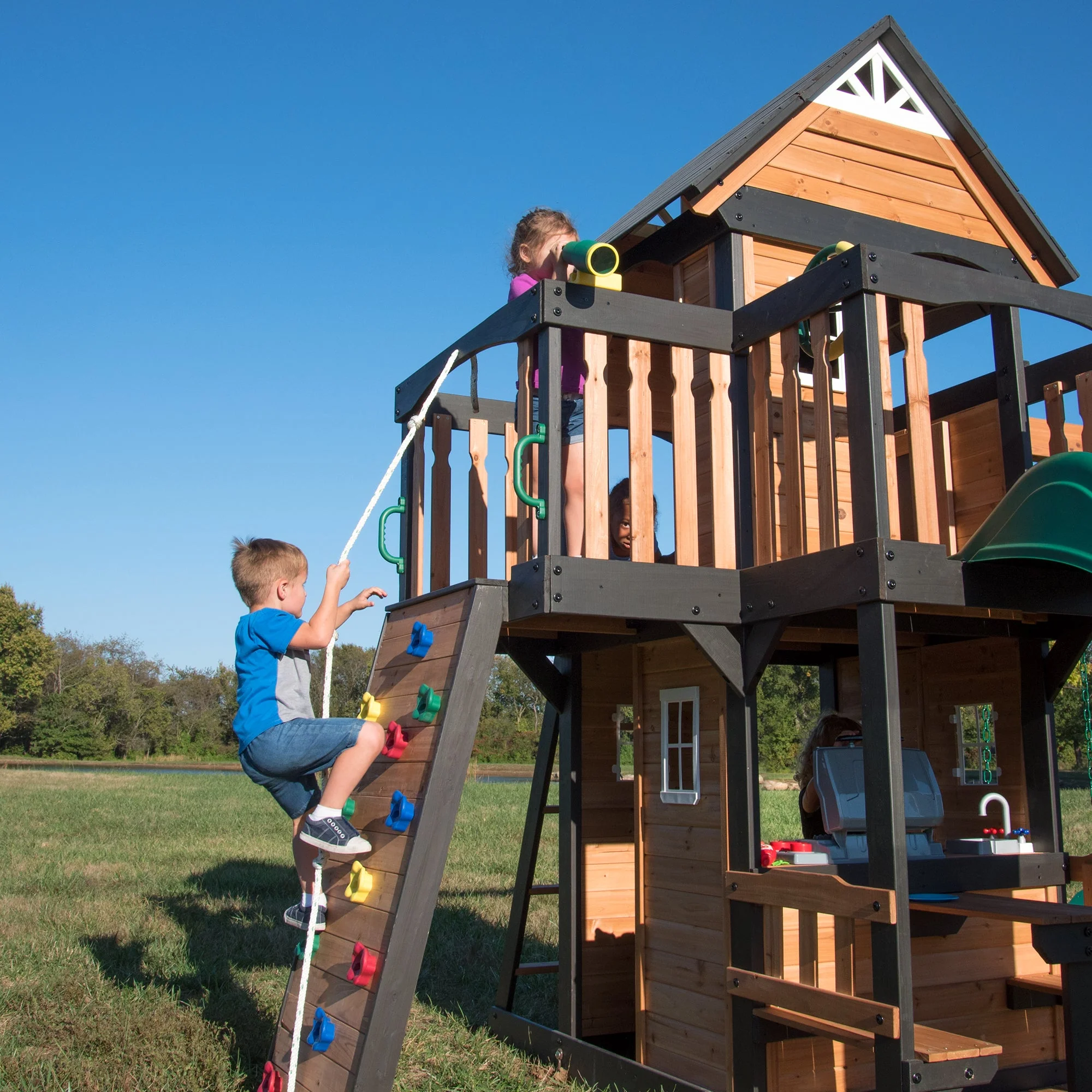 Canyon Creek Swing Set with Green Wave Slide - Image 3
