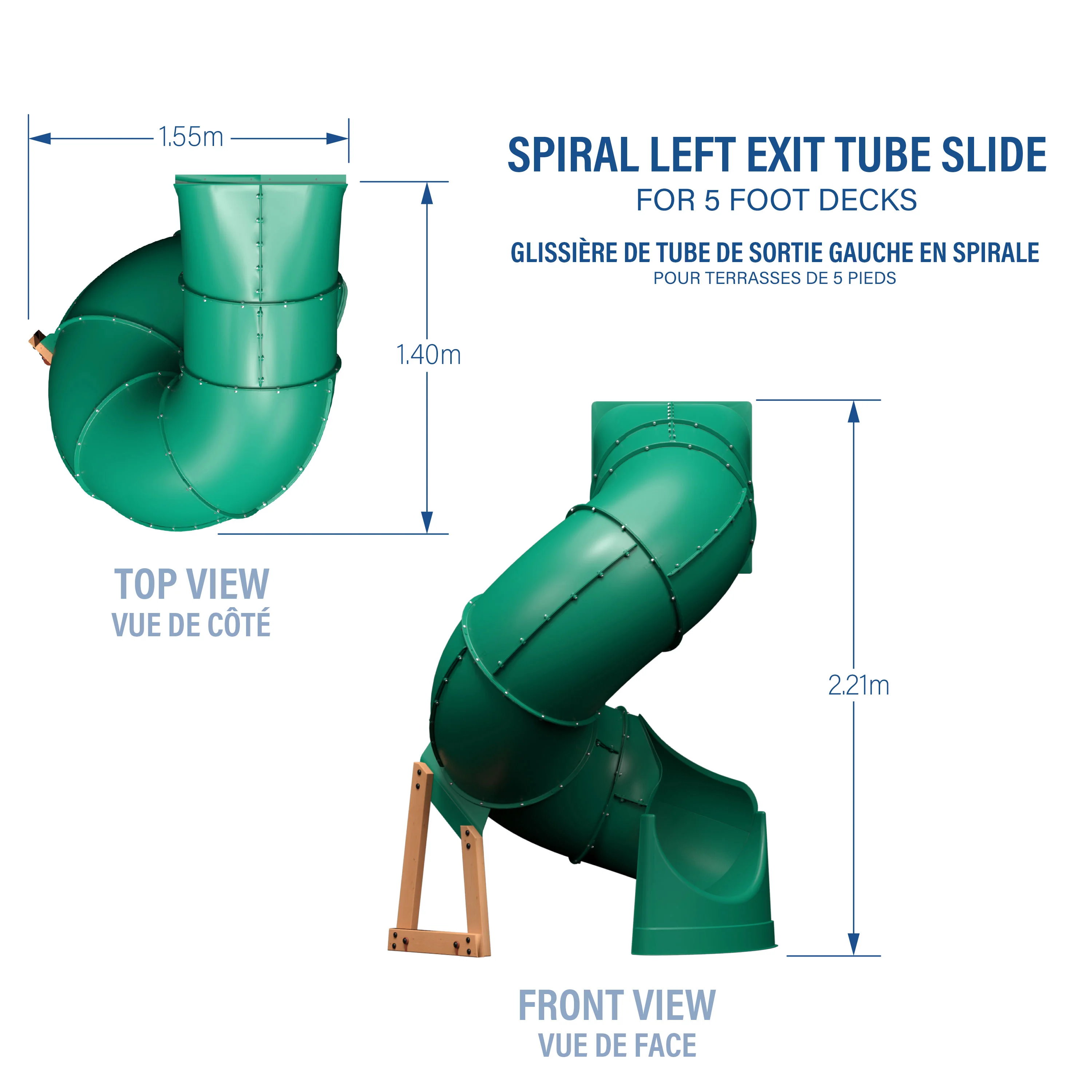 Spiral Left Exit Tube Slide for 1.5 Meter Decks - Image 4