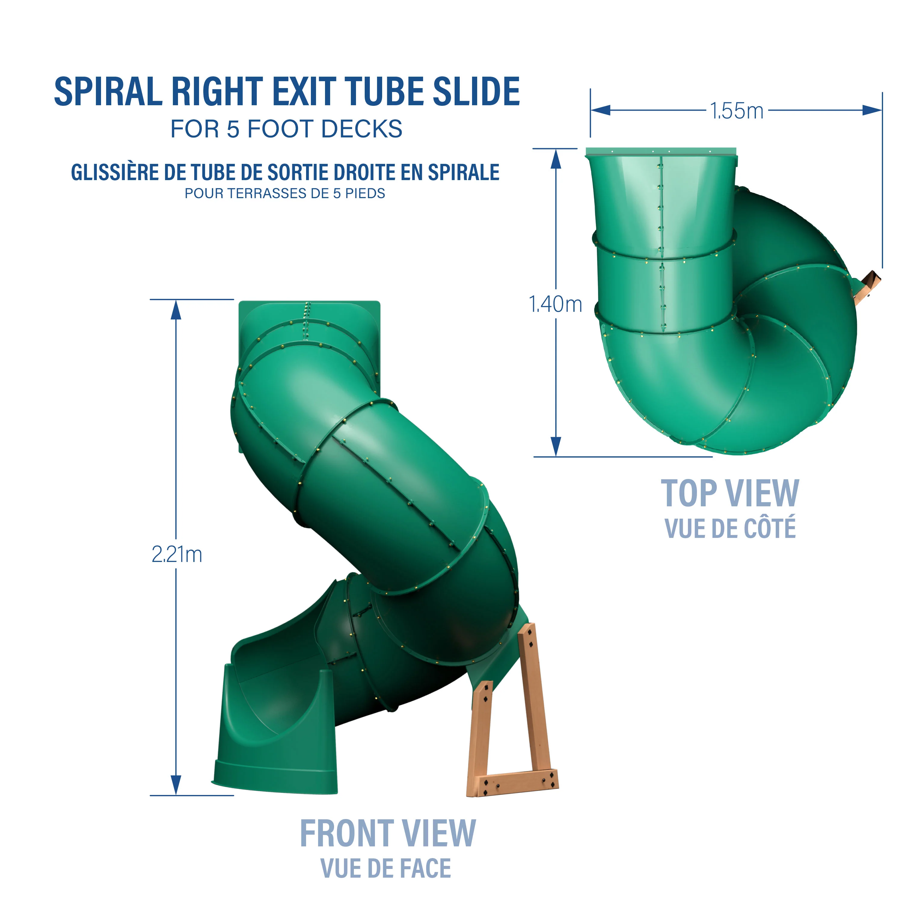Spiral Right Exit Tube Slide for 1.5 Meter Decks - Image 3