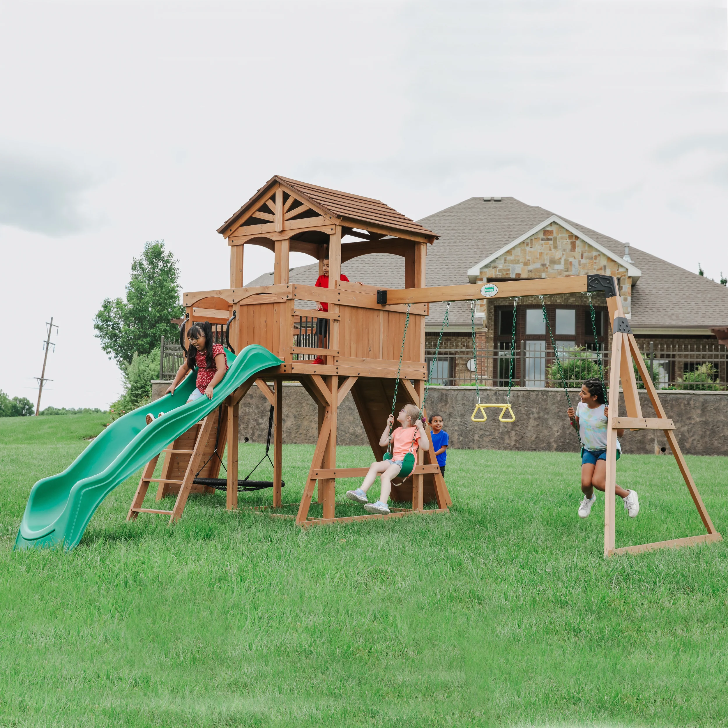 Sterling Point Swing Set with Green Wave Slide - Image 3