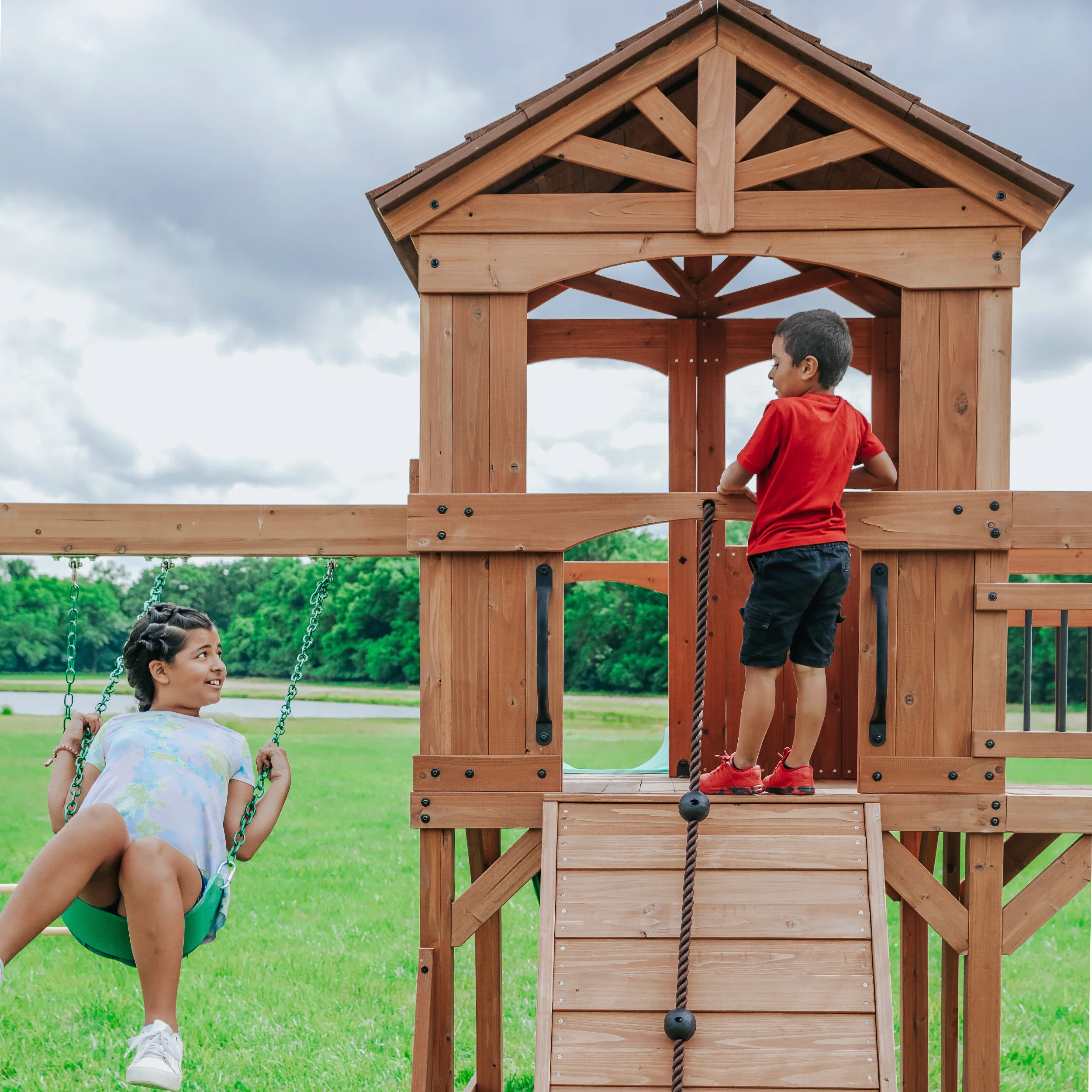 Sterling Point Swing Set with Green Wave Slide - Image 4