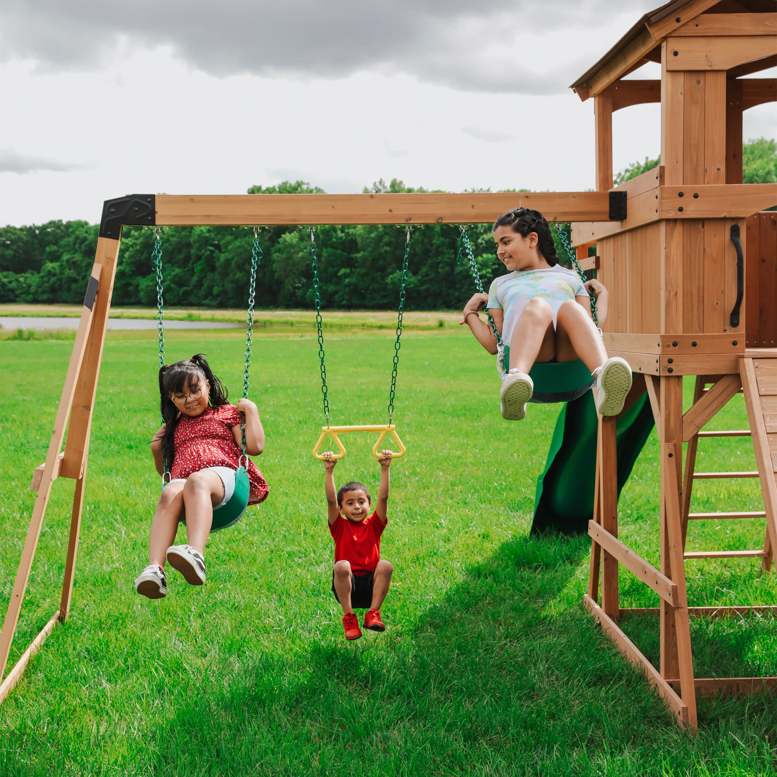 Sterling Point Swing Set with Green Wave Slide - Image 5